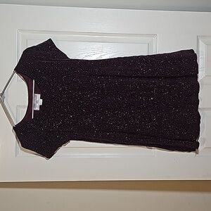 Jessica Howard Maroon Plum Short Sleeve Glitter Sparkle Dress Size 8 Petite